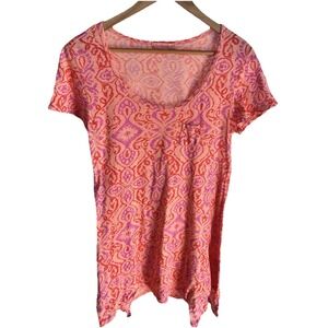 Fresh Produce Pocket T Shirt Pink Cotton Coastal Made In USA Women's Medium